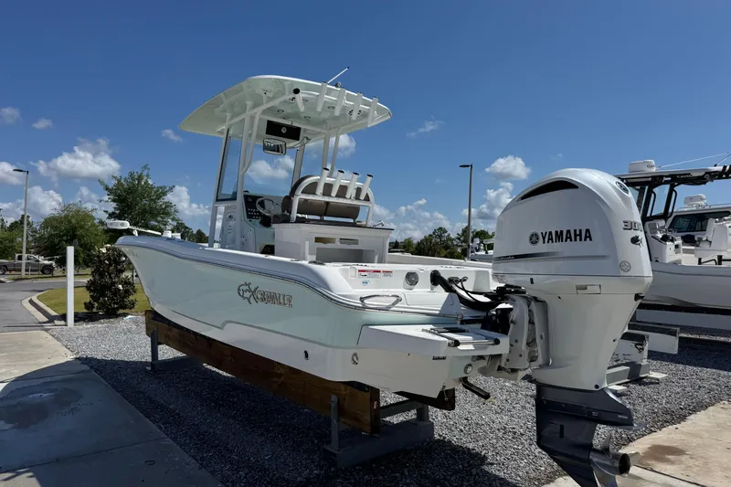 Slide: The Image of 2020 Crevalle 24 HCO boat with Yamaha engine displayed outdoors. - 5