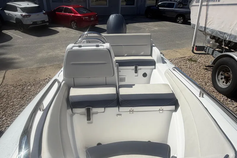 Slide: The Image of 2018 AB Inflatables Nautilus 12 DLX boat interior with seating and console. - 3