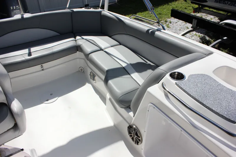 Slide: The Image of Interior of 2022 NauticStar 203 SC with gray upholstery. - 23