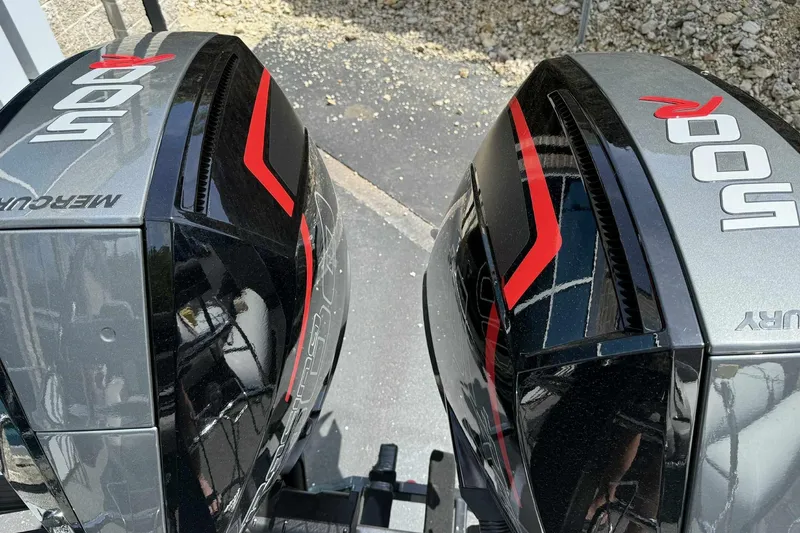 Slide: The Image of Twin Mercury 500R outboard engines on a 2026 Barletta LUSSO 25UCAT boat. - 39