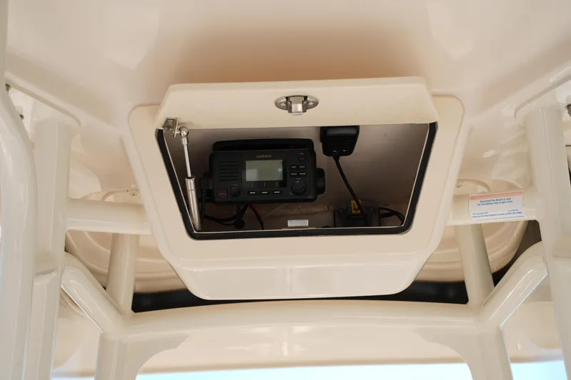 Slide: The Image of 2023 Grady-White Fisherman 257 boat console with Garmin marine radio installed. - 26
