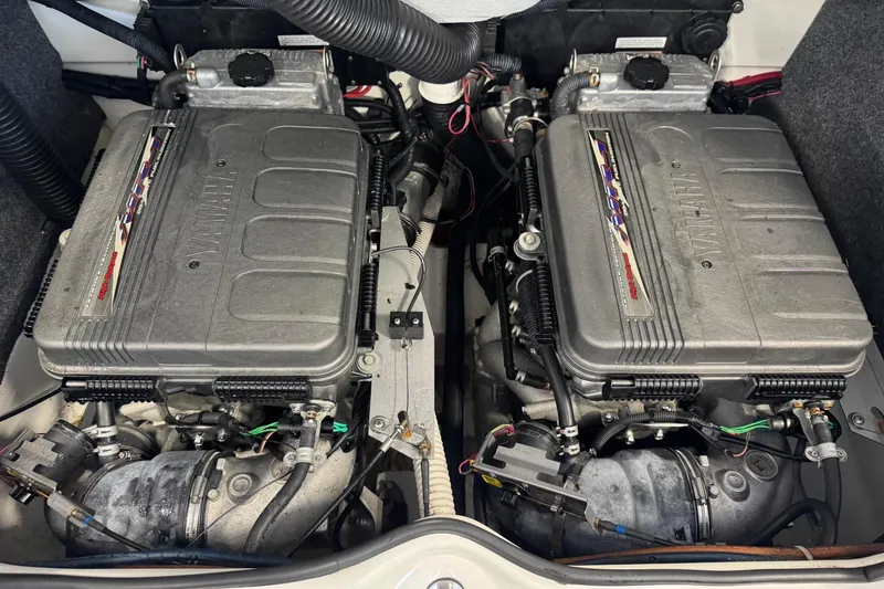 Slide: The Image of Engine compartment of a 2007 Yamaha SX230 HO boat with dual engines. - 3