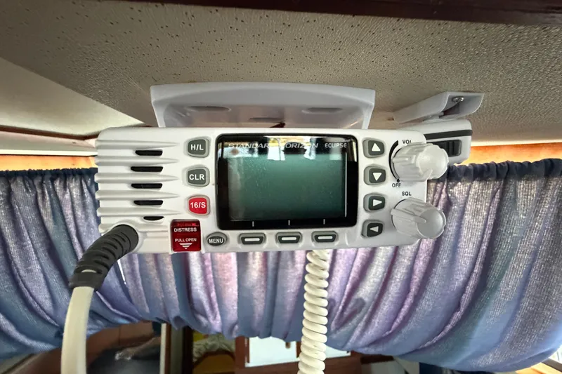 Slide: The Image of Marine radio equipment inside a 1984 Carver 3607 Aft Cabin Motor Yacht. - 18