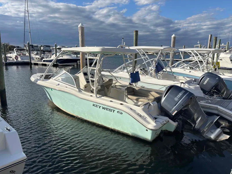 The Image of 2023 Key West 239 DFS boat docked with Yamaha engines. - 0