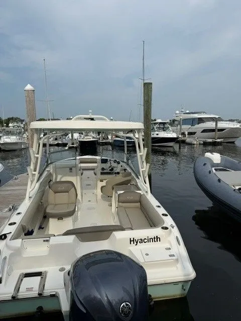 Slide: The Image of 2023 Key West 239 DFS boat docked, named Hyacinth. - 3