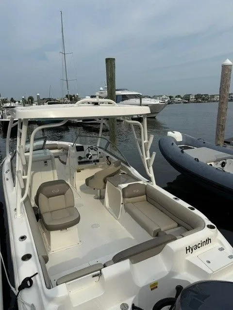 Slide: The Image of Key West 239 DFS boat, 2023 model, docked at marina. - 4