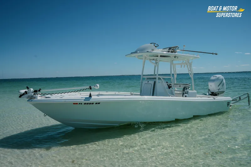 Slide: The Image of 2018 Barker Boatworks 26 Open in shallow water, clear skies, and calm sea. - 58