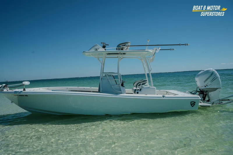 Slide: The Image of 2018 Barker Boatworks 26 Open in clear shallow water, side view. - 61