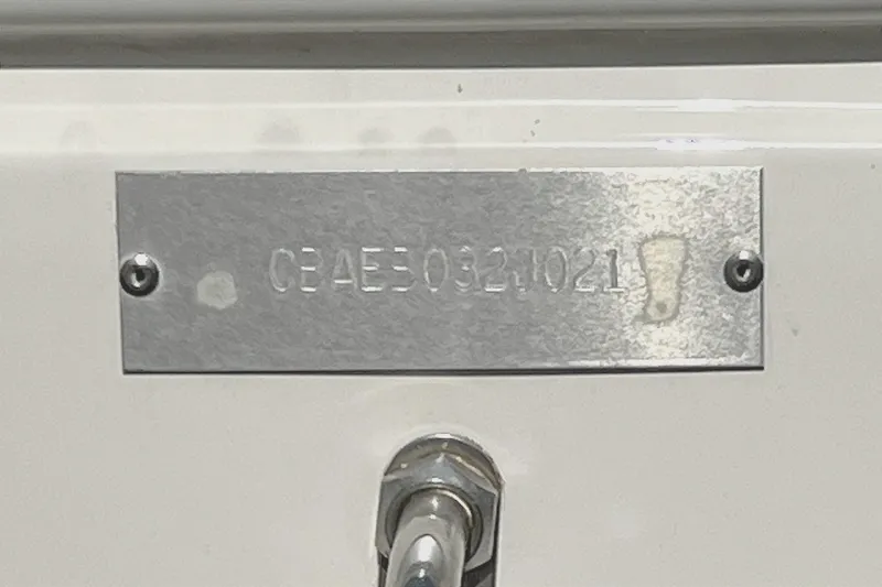 Slide: The Image of 2021 Cobia 240 Center Console boat identification plate with serial number. - 28