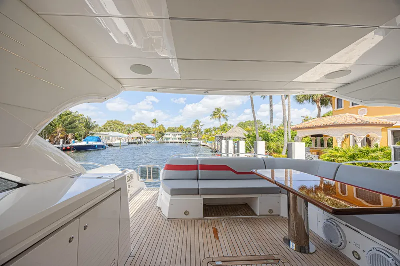 Slide: The Image of Luxurious Sunseeker Predator 60 EVO yacht interior with waterfront view, 2021 model. - 20