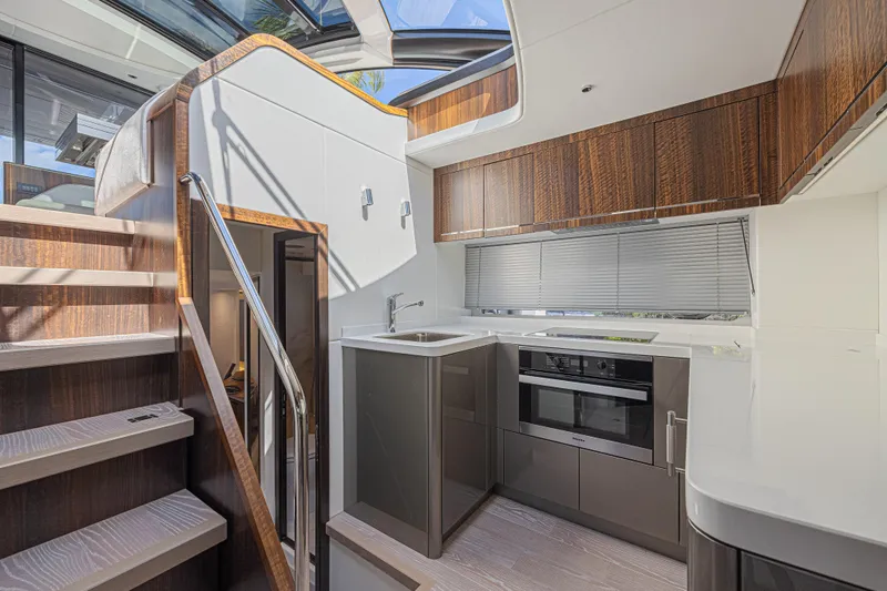Slide: The Image of Luxurious kitchen interior of 2021 Sunseeker Predator 60 EVO yacht with modern design. - 41