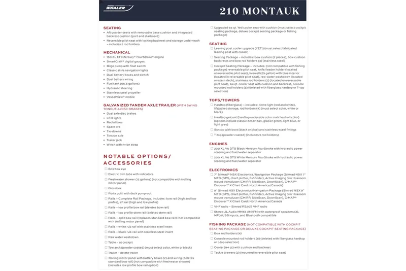 Slide: The Image of Boston Whaler 210 Montauk 2022 boat specifications and options. - 9