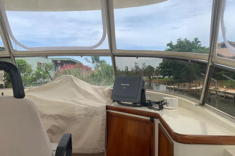 Slide: The Image of Interior view of a 1985 Gulfstar MK2 yacht with Raymarine navigation system. - 10