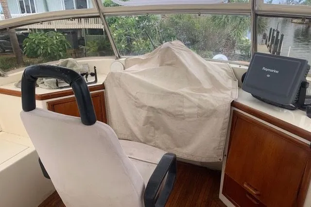 Slide: The Image of Interior of a 1985 Gulfstar MK2 yacht with helm station. - 8