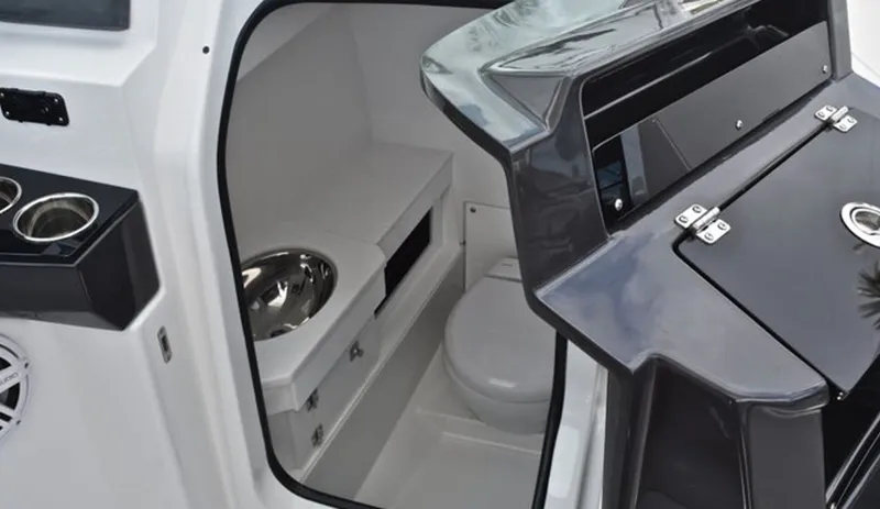 Slide: The Image of Interior of 2019 Blackfin 272 DC featuring toilet and sink. - 20