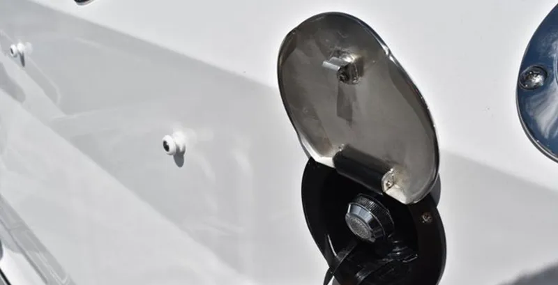 Slide: The Image of Close-up of a charging port on Blackfin 272 DC boat, 2019 model. - 24