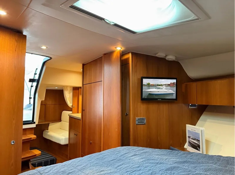 Slide: The Image of Interior of 2013 Tiara Yachts 3600 Coronet with wooden furnishings. - 26