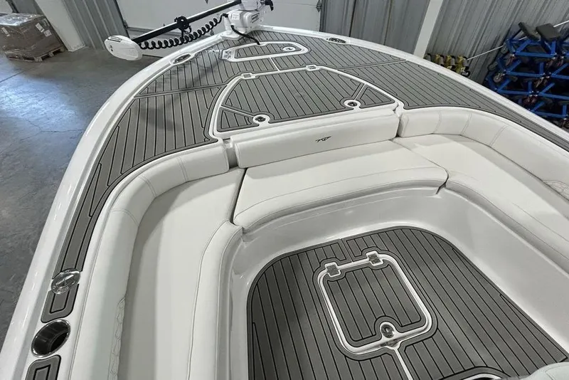Slide: The Image of 2026 Tidewater 2500 Carolina Bay boat interior with sleek seating and modern design. - 6