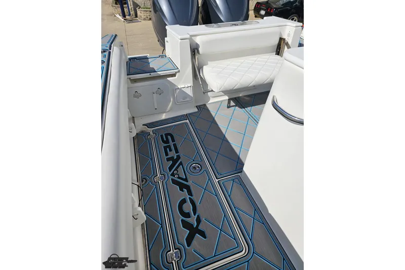 Slide: The Image of 2013 Sea Fox 286 Commander boat interior with custom flooring and seating. - 108