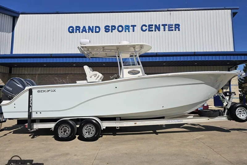 Slide: The Image of 2013 Sea Fox 286 Commander boat on trailer at Grand Sport Center. - 3