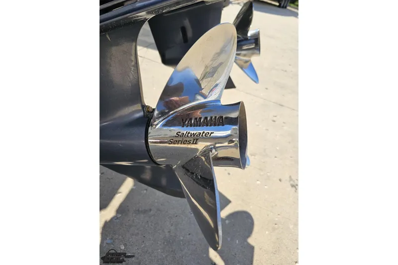 Slide: The Image of Close-up of Yamaha Saltwater Series II propeller on 2013 Sea Fox 286 Commander boat. - 32