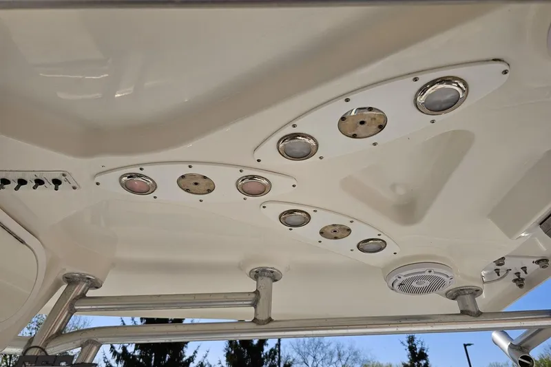 Slide: The Image of Ceiling view of 2013 Sea Fox 286 Commander boat with integrated lights and speaker system. - 74