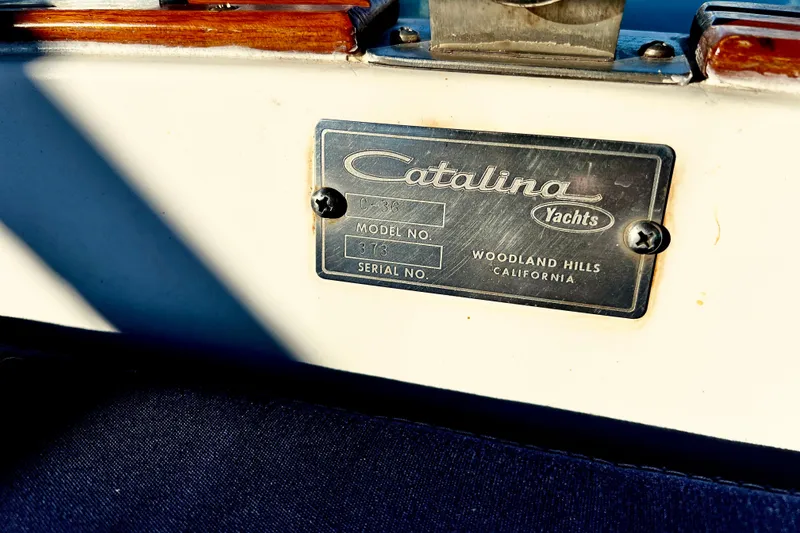 Slide: The Image of Plaque on 1985 Catalina 36 yacht, model 373, Woodland Hills, California. - 20
