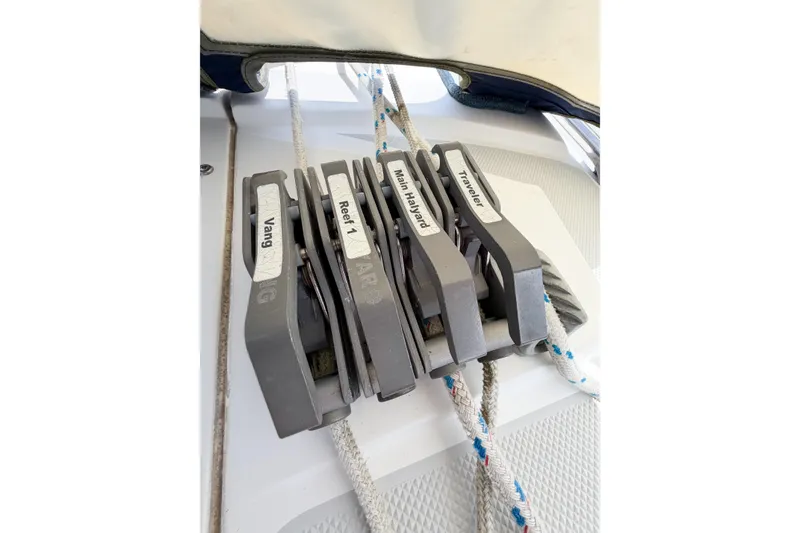 Slide: The Image of Close-up of rope clutches on a 2003 Catalina 34 MkII sailboat. - 29