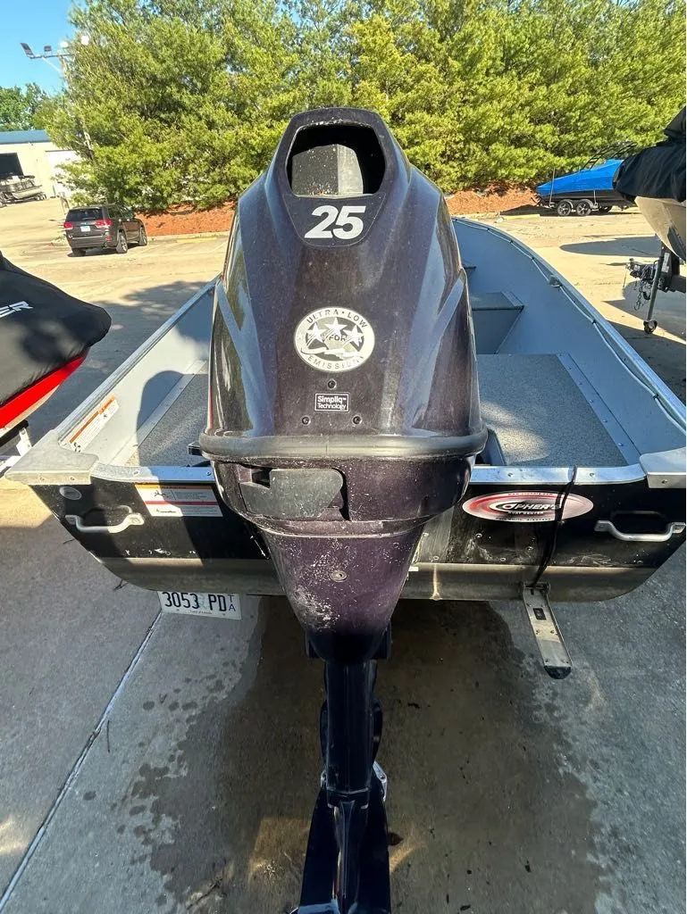 Slide: The Image of 2021 Lowe WV1470 boat with 25 HP outboard motor. - 5