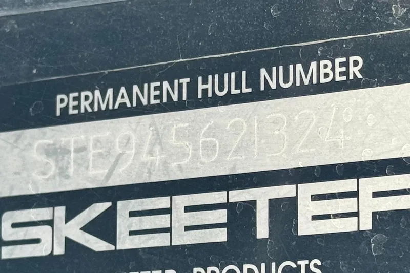 Slide: The Image of 2024 Skeeter FXR21 Apex permanent hull number plate close-up. - 39