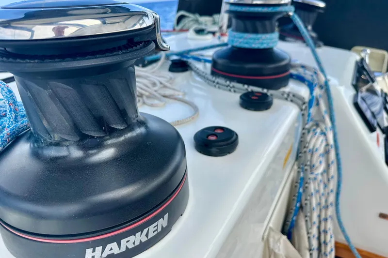 Slide: The Image of Close-up of Harken winches and ropes on a 2016 Lagoon 450 S catamaran. - 50