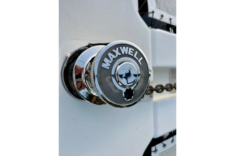 Slide: The Image of Maxwell winch on 2016 Lagoon 450 S yacht, featuring a polished chrome finish. - 92