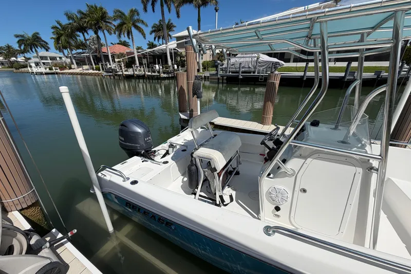 Slide: The Image of 2017 Release 196 RX boat docked by palm trees and waterfront homes. - 46
