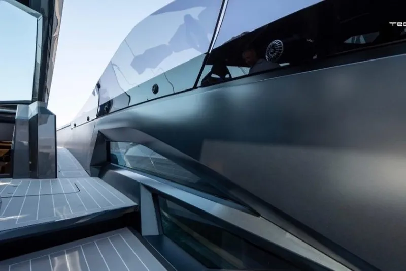Slide: The Image of Sleek Tecnomar LY63 yacht exterior, showcasing modern design and luxury features, 2026 model. - 8