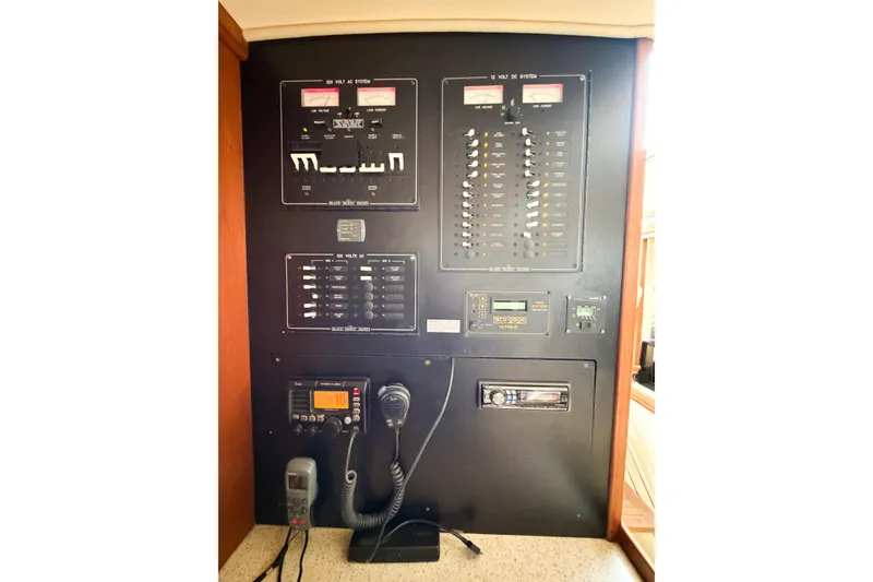 Slide: The Image of Electrical control panel on a 2007 Island Packet SP Cruiser yacht. - 45