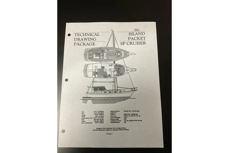 Slide: The Image of Technical drawing of 2007 Island Packet SP Cruiser sailboat, showcasing design specifications. - 89