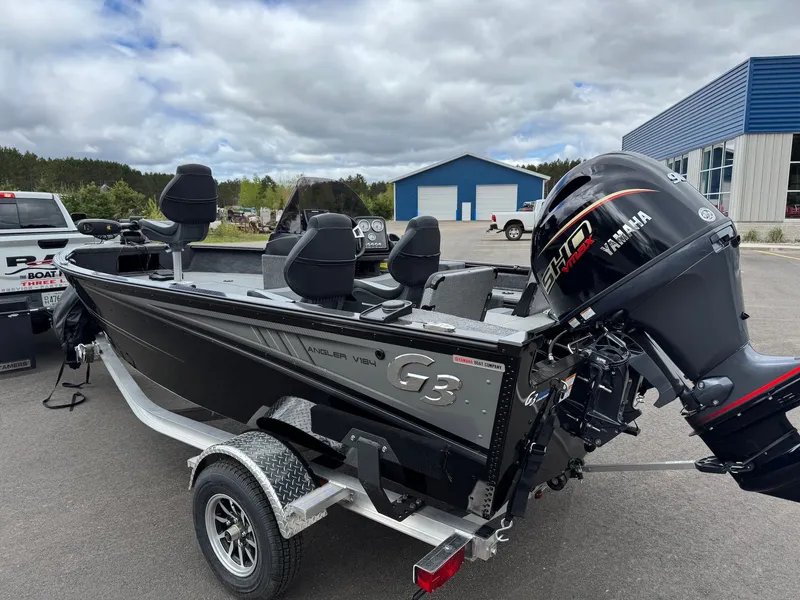 Slide: The Image of 2026 G3 Angler V164 C boat with Yamaha motor on trailer. - 6