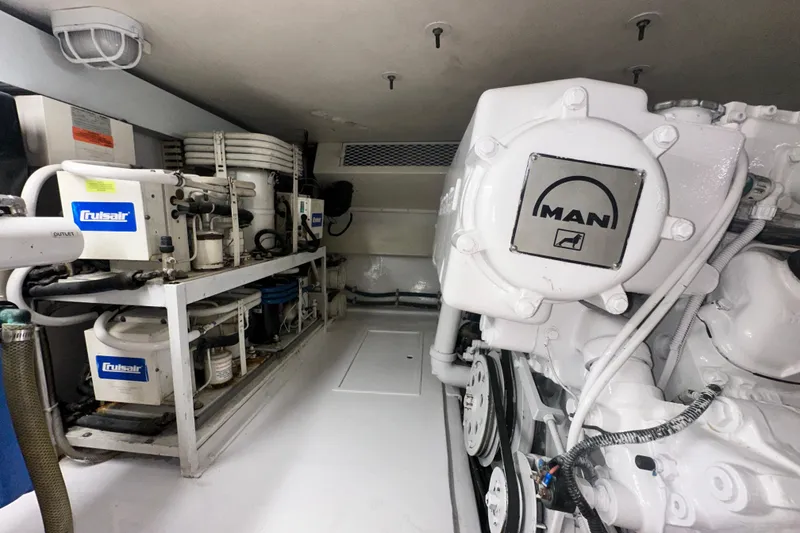 Slide: The Image of Engine room of a 1997 Viking 58 Convertible yacht with MAN and Cruisair equipment. - 161