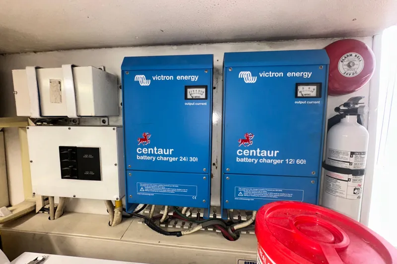 Slide: The Image of Victron Energy Centaur battery chargers on a 1997 Viking 58 Convertible yacht. - 170