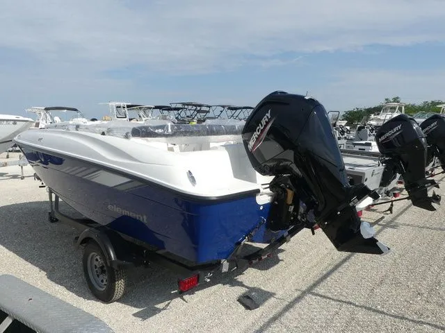 Slide: The Image of 2026 Bayliner Element E16 with Mercury outboard motor on trailer. - 5