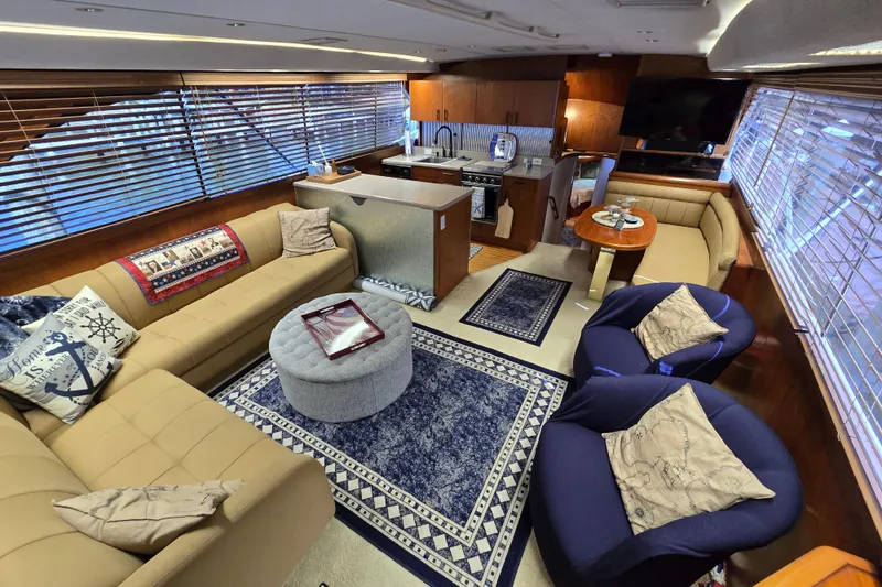 Slide: The Image of Luxurious interior of a 1993 Ocean Yachts 53 Super Sport with elegant seating and decor. - 8