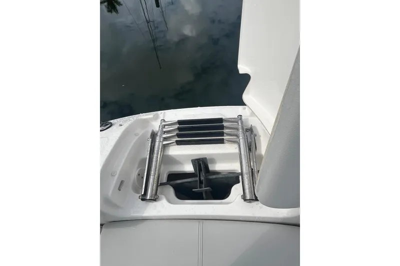 Slide: The Image of 2021 Sea Ray SDX 250 Outboard swim platform with retractable ladder. - 23