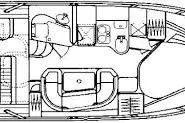 Slide: The Image of Floor plan of a 1998 Sea Ray Sundancer 330 yacht, showcasing interior layout. - 43