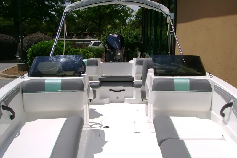 Slide: The Image of 2026 Tahoe T21 boat interior with sleek seating and modern design. - 5