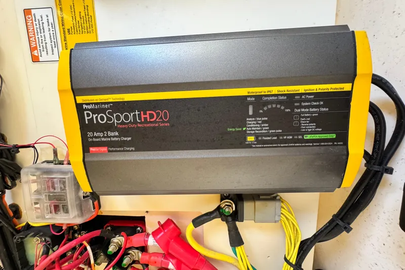 Slide: The Image of ProMariner ProSportHD20 marine battery charger on 2024 Scout 195 Sportfish boat. - 48