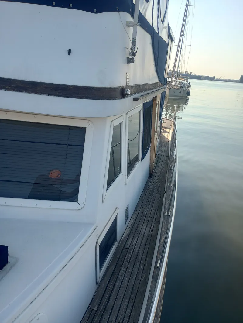 Slide: The Image of 1981 Marine Trading 44 Double Cabin by the water. - 6