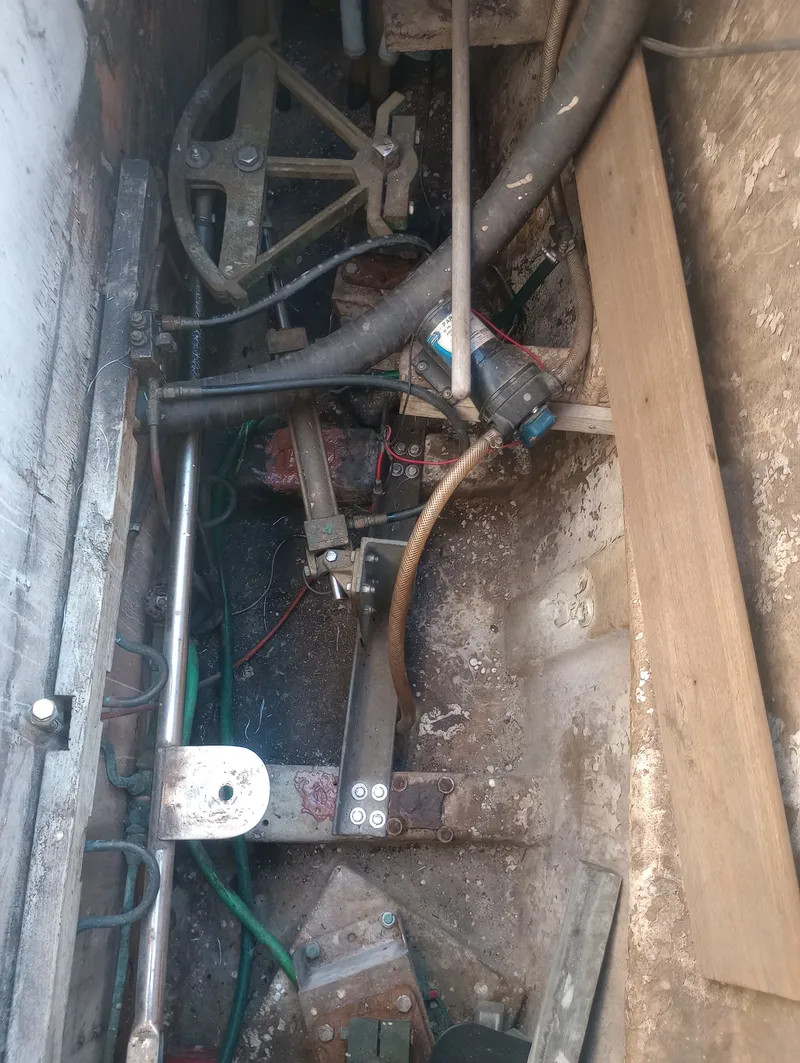 Slide: The Image of Interior view of 1981 Marine Trading 44 Double Cabin engine room. - 9