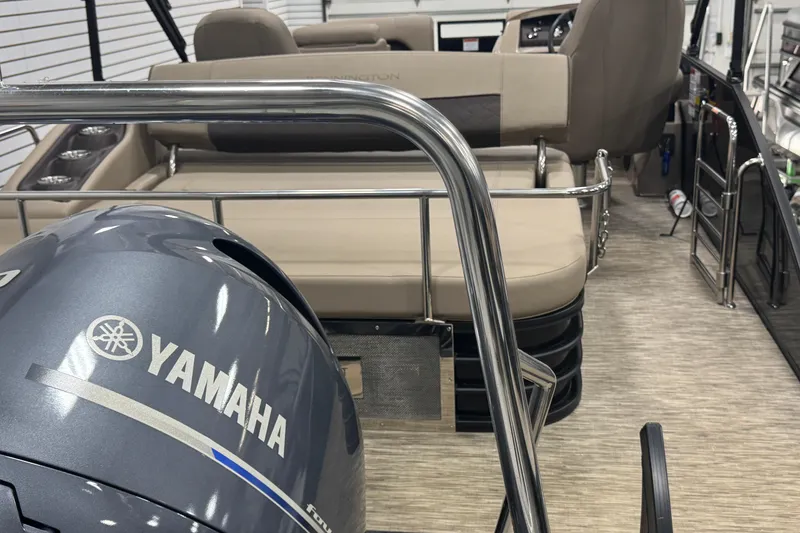 Slide: The Image of 2024 Bennington 24 L Swingback pontoon boat with Yamaha engine, interior view. - 28