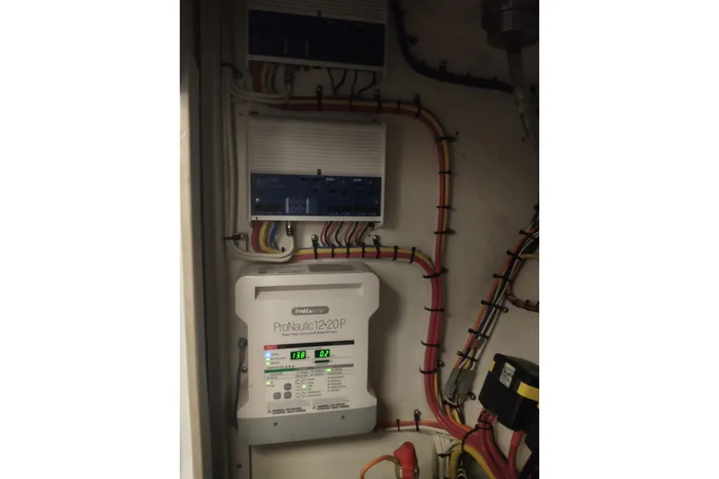 Slide: The Image of Electrical panel with ProMariner ProNautic 12-20P charger on Concept 30' Open Deck, 2019 model. - 37