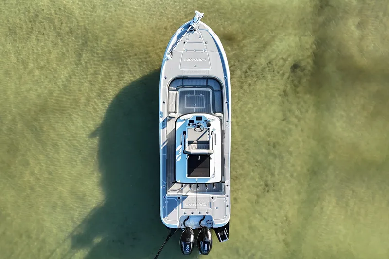 Slide: The Image of Overhead view of 2025 Caymas 281 HB boat in shallow water. - 5